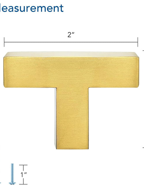 Load image into Gallery viewer, 10 Pack Gold Cabinet Pulls Single Hole Brushed Brass Kitchen Cabinet Handles Gold Square Kitchen Hardware for Cabinet Gold Kitchen Drawer Pulls Come with Screwdriver
