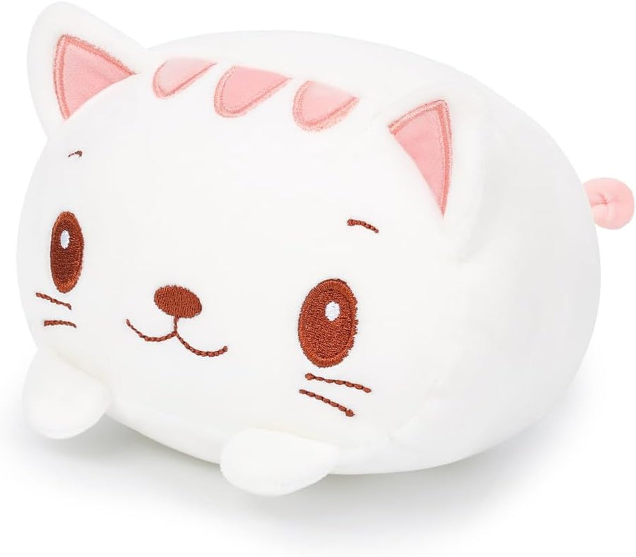 23.6 Inch Cute White Cat Plush Stuffed Animal Cylindrical Body Pillow,Super Soft Cartoon Hugging Toy Gifts for Bedding, Kids Sleeping Kawaii Pillow