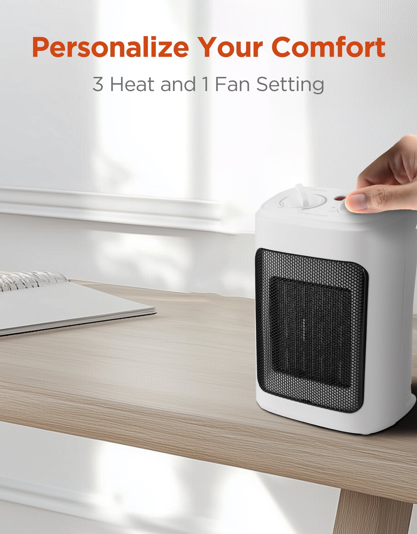 1500W Ceramic Fan-Forced Electric Space Heater, White, New, WSH10C2AWW